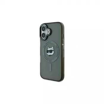 Karl Lagerfeld KLHMP16SHLSCHK iPhone 16 6.1 fekete merev tok IML Metal Choupette Head MagSafe