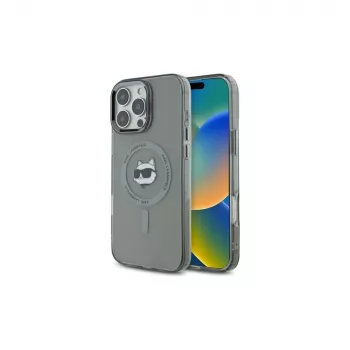 Karl Lagerfeld KLHMP16XHLSCHK merev tok iPhone 16 Pro Max 6,9 inch fekete IML Metal Choupette Head MagSafe