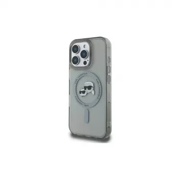 Karl Lagerfeld KLHMP16LHLSKCK iPhone 16 Pro 6,3 inch fekete merev tok IML Metal Karl & Choupette Head MagSafe