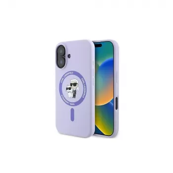 Karl Lagerfeld KLHMP16MSCMKCRHU Hardcase szilikon MagSafe tok iPhone 16 Plus 6,7 inch lila Karl & Choupette gyűrűvel