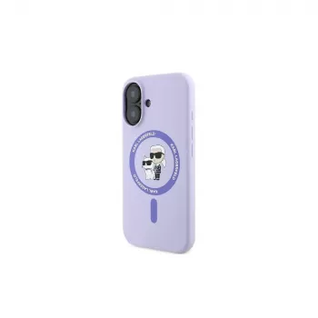 Karl Lagerfeld KLHMP16MSCMKCRHU Hardcase szilikon MagSafe tok iPhone 16 Plus 6,7 inch lila Karl & Choupette gyűrűvel