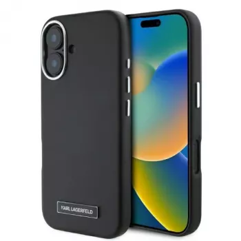 Karl Lagerfeld KLHMP16SPGMSRPK iPhone 16 6,1 inch fekete Hardcase fémlemezzel MagSafe
