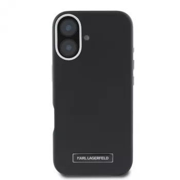 Karl Lagerfeld KLHMP16SPGMSRPK iPhone 16 6,1 inch fekete Hardcase fémlemezzel MagSafe