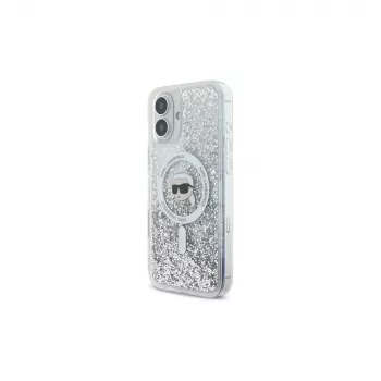 Karl Lagerfeld Liquid Glitter Karl Head MagSafe merev tok Apple iPhone 16 6,1 inch - átlátszó