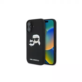Karl Lagerfeld KLHMP16SSKCHPPLK iPhone 16 6.1 fekete Hardcase szilikon Double Heads Print MagSafe