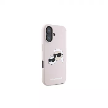 Karl Lagerfeld KLHMP16SSKCHPPLP iPhone 16 6,1 inch rózsaszín szilikon merev tok Double Heads Print-tel és MagSafe-del