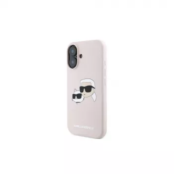 Karl Lagerfeld KLHMP16MSKCHPPLP iPhone 16 Plus 6,7 inch rózsaszín szilikon merev tok Double Heads Print-tel és MagSafe-del