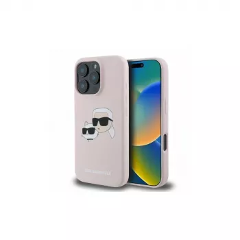 Karl Lagerfeld KLHMP16XSKCHPPLP iPhone 16 Pro Max 6,9 inch rózsaszín szilikon merev tok Double Heads Print-tel és MagSafe-del