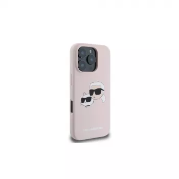 Karl Lagerfeld KLHMP16XSKCHPPLP iPhone 16 Pro Max 6,9 inch rózsaszín szilikon merev tok Double Heads Print-tel és MagSafe-del
