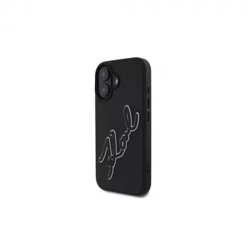 Karl Lagerfeld 3D Rubber Bicolor Signature tok iPhone 16-hoz (fekete)