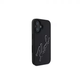 Karl Lagerfeld 3D Rubber Bicolor Signature tok iPhone 16-hoz (fekete)