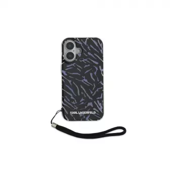 Karl Lagerfeld Zebra With Cord tok Apple iPhone 16-hoz - lila