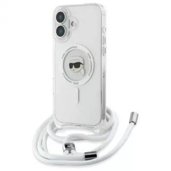 Karl Lagerfeld KLHMP16SHCKHNT iPhone 16 Hardcase átlátszó Crossbody IML Karl Head Magsafe