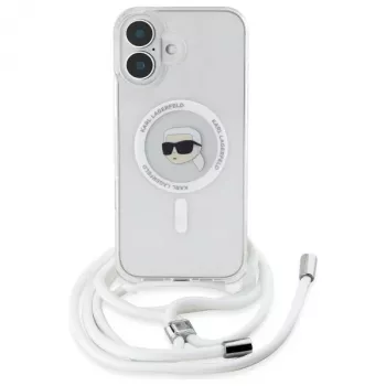 Karl Lagerfeld KLHMP16SHCKHNT iPhone 16 Hardcase átlátszó Crossbody IML Karl Head Magsafe