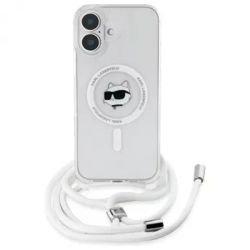 Karl Lagerfeld KLHMP16SHCCHNT iPhone 16 6.1 Hardcase átlátszó IML Choupette Head & Cord Magsafe