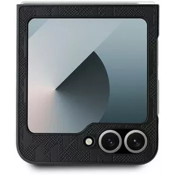 Karl Lagerfeld KLHCZF6PGKSKIHK Saffiano Monogram merev tok Samsung Galaxy Z Flip 6 / Z Flip 7 FE-hez, fekete