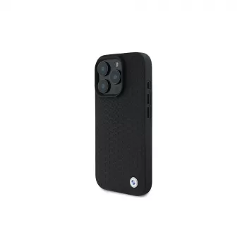 BMW BMHMP16X23RDDK iPhone 16 Pro Max 6,9 inch fekete kemény tok Sign Leather Diamond Metal Logo MagSafe