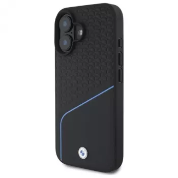 BMW Sign Leather Textured And Line MagSafe kemény tok Apple iPhone 16 6,1 inch - fekete