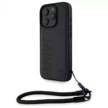 BMW Signature Leather Wordmark Cord kemény tok Apple iPhone 16 Pro 6,3 inch - fekete