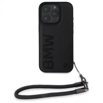 BMW Signature Leather Wordmark Cord kemény tok Apple iPhone 16 Pro 6,3 inch - fekete