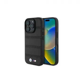 BMW M Perforated And Stitched Line kemény tok Apple iPhone 16 Pro 6,3 inch fekete MagSafe