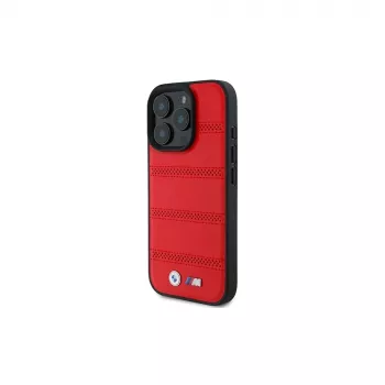 BMW M Collection Perforated and Stitched Line kemény tok Apple iPhone 16 Pro 6,3 inch készülékhez piros MagSafe