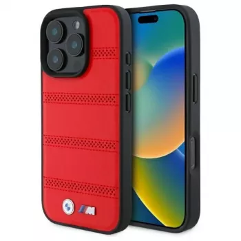 BMW M Collection M Perforated And Stitched Line kemény tok iPhone 16 Pro Max 6,9 inch piros MagSafe