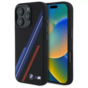 BMW BMHMP16X23SSPK szilikon MagSafe kemény tok iPhone 16 Pro Max 6,9 inch fekete Random Lines