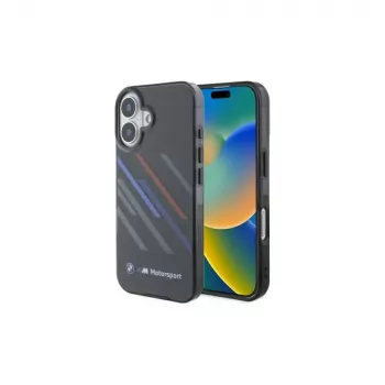 BMW BMHCP16M23HTRAK kemény tok iPhone 16 Plus 6,7 inch fekete Motorsport IML Random Stripes