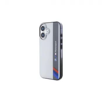 BMW BMHCP16S23HTFEG iPhone 16 6,1 inch szürke kemény tok Motorsport IML függőleges csík