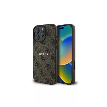 Guess 4G Ring Classic Logo MagSafe tok iPhone 16 Pro készülékhez (barna)