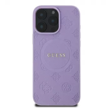 Guess GUHMP16XPSAPSMEU iPhone 16 Pro Max 6,9 inch lila keménytok Saffiano Peony Classic Logo MagSafe