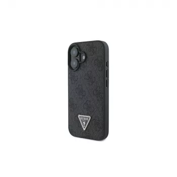 Guess GUHCP16SP4TDSCPK iPhone 16 keménytok bőr fém logó strassz crossbody fekete