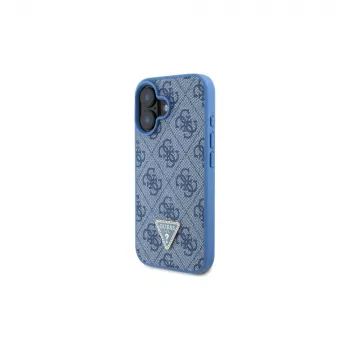Guess GUHCP16SP4TDSCPB iPhone 16 6,1 kék keménytok bőr fém logó strassz crossbody