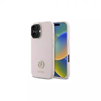 Guess GUHCP16SM4DGPP keménytok szilikon logó strassz 4G Apple iPhone 16 6,1 inch készülékhez rózsaszín