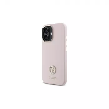 Guess GUHCP16SM4DGPP keménytok szilikon logó strassz 4G Apple iPhone 16 6,1 inch készülékhez rózsaszín
