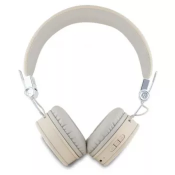 Guess Grained Classic Round Shape vezeték nélküli Bluetooth fejhallgató ENC-vel, bézs