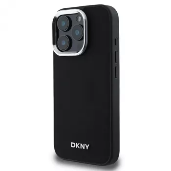 DKNY DKHMP16LPSCMCLK merev tok iPhone 16 Pro 6,3 inch készülékhez, fekete, sima ezüst logó, MagSafe
