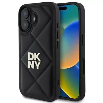 DKNY DKHCP16SPQDSLK Quilted Stack Logo hátlap Apple iPhone 16 6,1 inch készülékhez - fekete