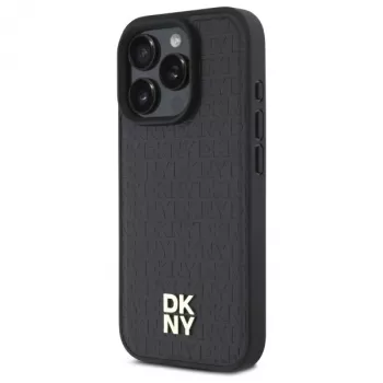 DKNY DKHMP16LPSHRPSK iPhone 16 Pro 6,3 inch merev tok, fekete, Repeat Pattern Stack Logo, MagSafe