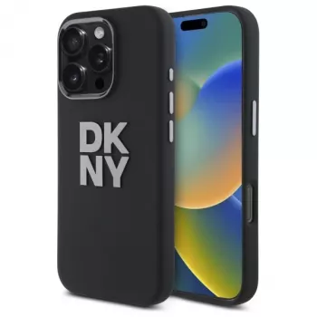 DKNY DKHCP16XSMCBSK iPhone 16 Pro Max 6,9 inch merev tok, Liquid Silicone, Metal Logo - fekete