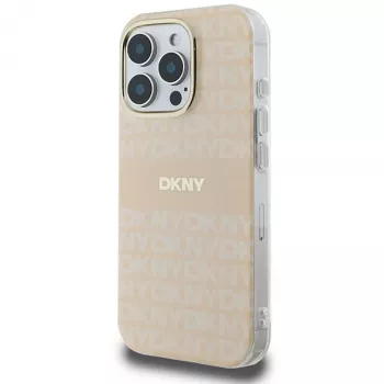 DKNY DKHMP16LHRHSEP merev tok Apple iPhone 16 Pro 6,3 inch készülékhez, rózsaszín, Repeat Texture Pattern és csík, MagSafe