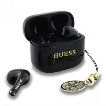 Guess Glossy Effect Printed Classic Logo & Charm TWS Bluetooth fülhallgató töltőtokkal (fekete)