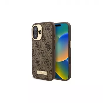 Guess GUHMP16SU4GPRW iPhone 16 6,1 inch barna merev tok, 4G Logo Plate, MagSafe