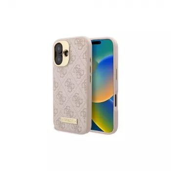 Guess GUHMP16SU4GPRP iPhone 16 6,1 inch rózsaszín merev tok 4G logólemezzel és MagSafe-dzsel