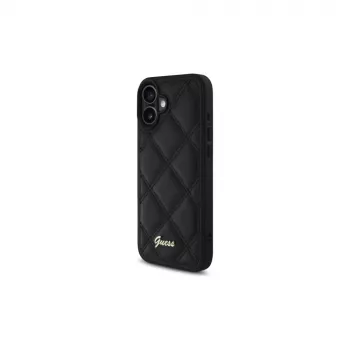 Guess Quilted Metal Logo merev tok Apple iPhone 16 Plus 6,7 inch - fekete