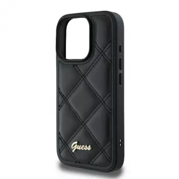Guess GUHCP16LPSQSQSK Hardcase Apple iPhone 16 Pro 6,3 inch fekete Quilted Metal Logo