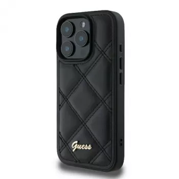 Guess GUHCP16LPSQSQSK Hardcase Apple iPhone 16 Pro 6,3 inch fekete Quilted Metal Logo