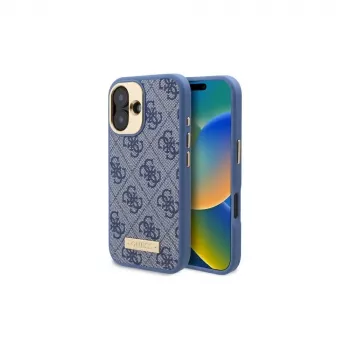 Guess GUHMP16SU4GPRB iPhone 16 6.1 Hardcase kék 4G Logo Plate MagSafe