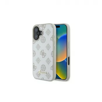 Guess GUHMP16SPGPYSH iPhone 16 6,1 inch fehér Hardcase Peony Script Logo MagSafe